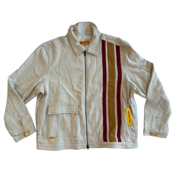 Round Two Other - Round Two Mens R2 Racing Team Zip Jacket XL White Streetwear Striped Workwear